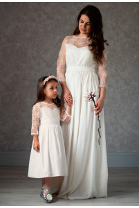 Платья мама и дочка айвори